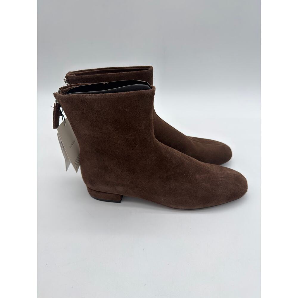 Mango Chocolate Brown Supple Bovine Suede Leather Round Toe Ankle Boots 8.5 - Picture 3 of 10